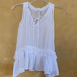 Barlll white Blouse with ruffles sleeveless size XXS